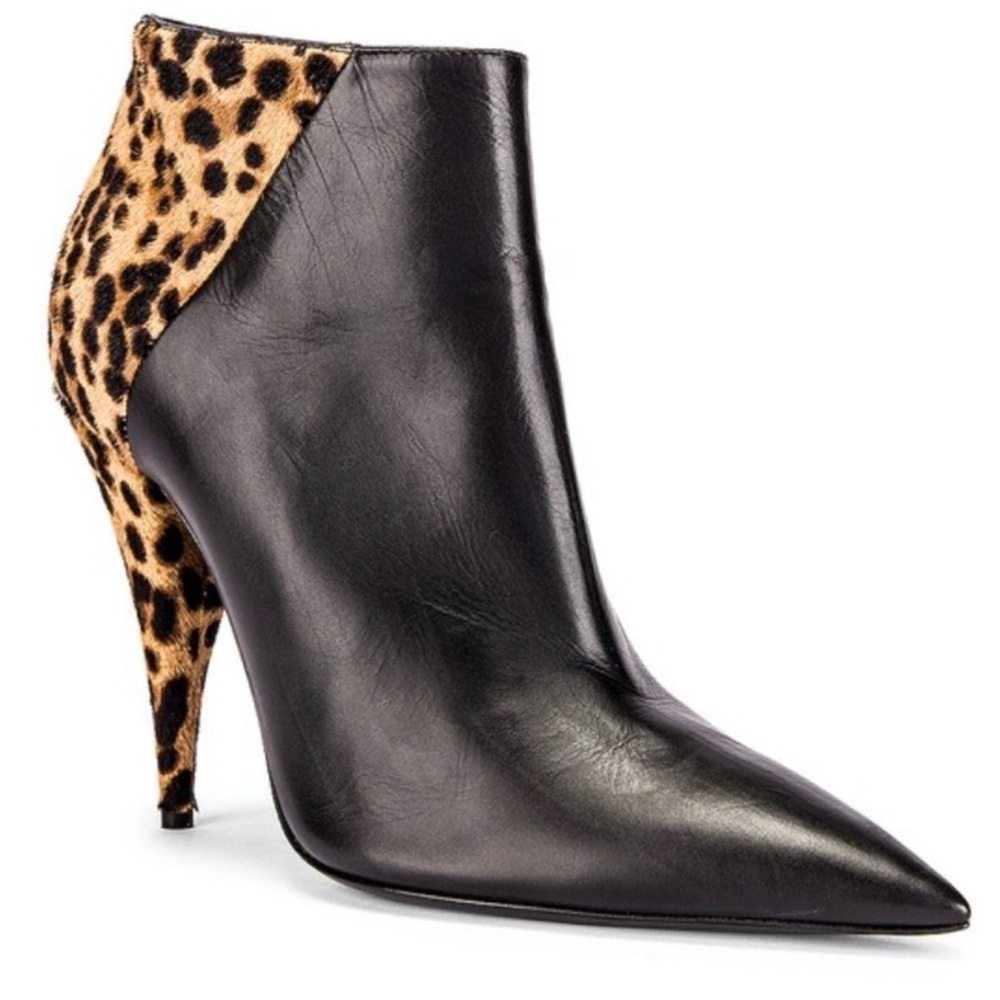 Saint Laurent Kiki Leopard and Black Ankle Boots sz 39